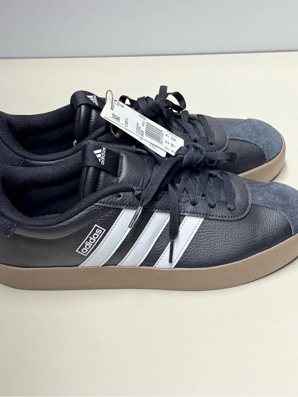 adidas VL Court 3.0 Men’s Low Top Lace-Up Leather Sneaker Black/White ID6286